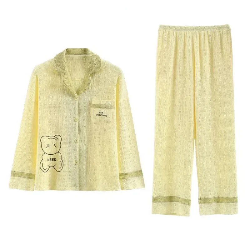 2024 nuovo pigiama donna primavera autunno manica lunga Loungewear studente dormitorio può indossare Homewear set cotone sciolto indumenti da notte