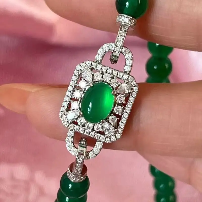 1pieces green  zircon clasp hook necklace connector unique style