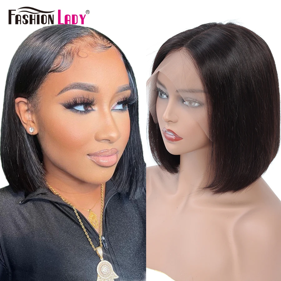 

Short Bob Human Hair Wigs 13x1 T Part Lace Wig Straight Preplucked and Bleached Knots Lace Wig Remy Brazilian Hair Wigs 150%