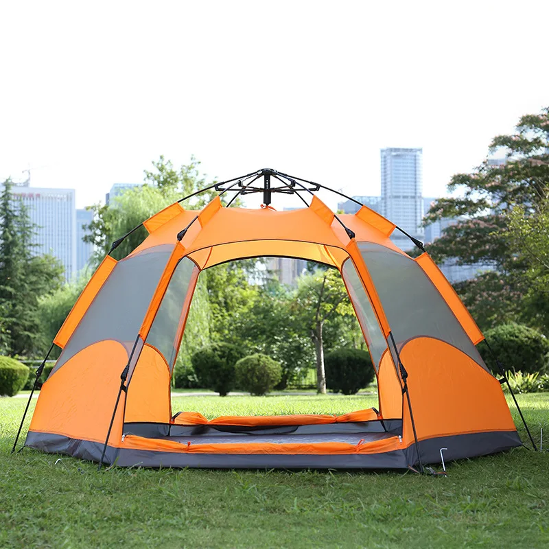 3 4 6 8 Person Hexagonal Automatic Outdoor Camping Tent 2 Door 2 Layer Quick Open Family Fishing Beach Self Driving Car Tent