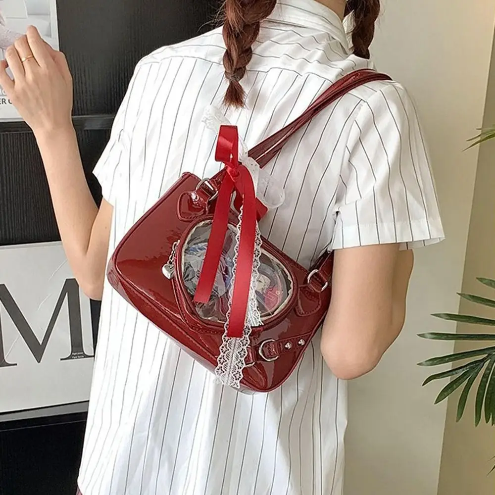 

Y2K Transparent Love Itabag Zipper Bag Idol Merchandise Storage Kawaii Shoulder Bag JK Small Item Bag Lace Crossbody Bag Girl