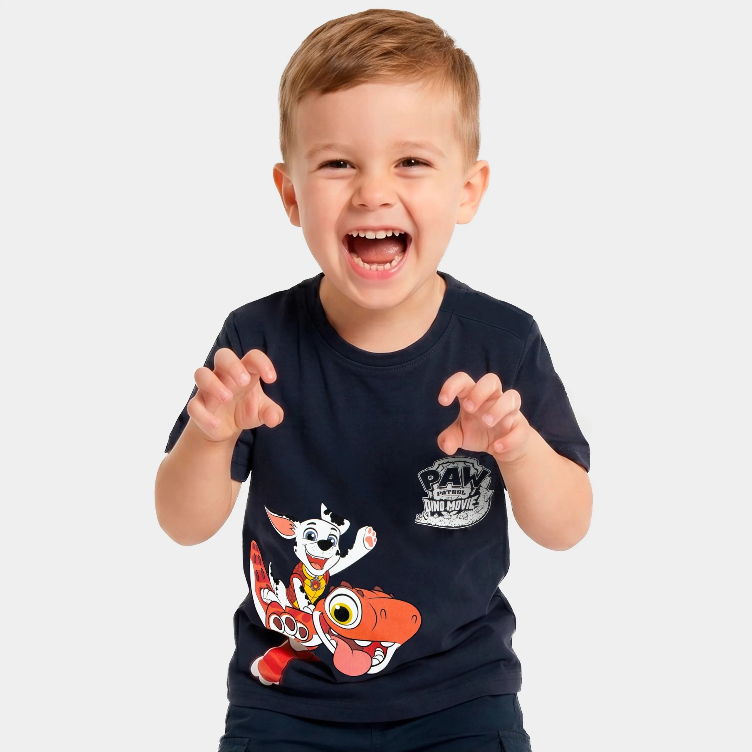 Boys Paw Patrol Dino Rescue Double‑Sided Print T‑shirt Kids Cartoon Dinosaur Cotton Short Sleeve Summer Tops