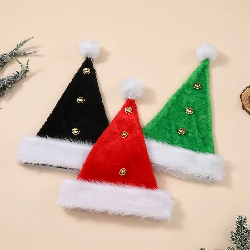 2026 Creative Plush Santa Hat With Bell, Christmas Gift Snowman Cap Holiday Party Costume Hat