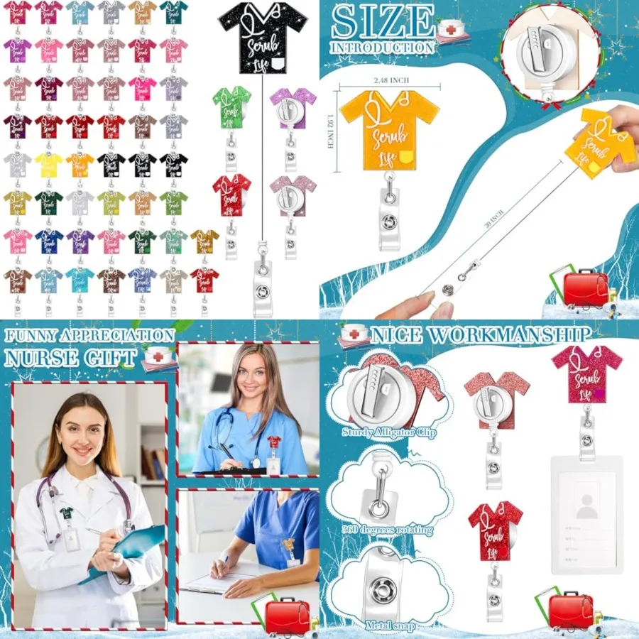 

Pcs Nurse Badge Reels Bulk Scrubs Life Badge Reel Retractable ID Name Holder Bling with Alligator Clip for Nurse Doctor Medical