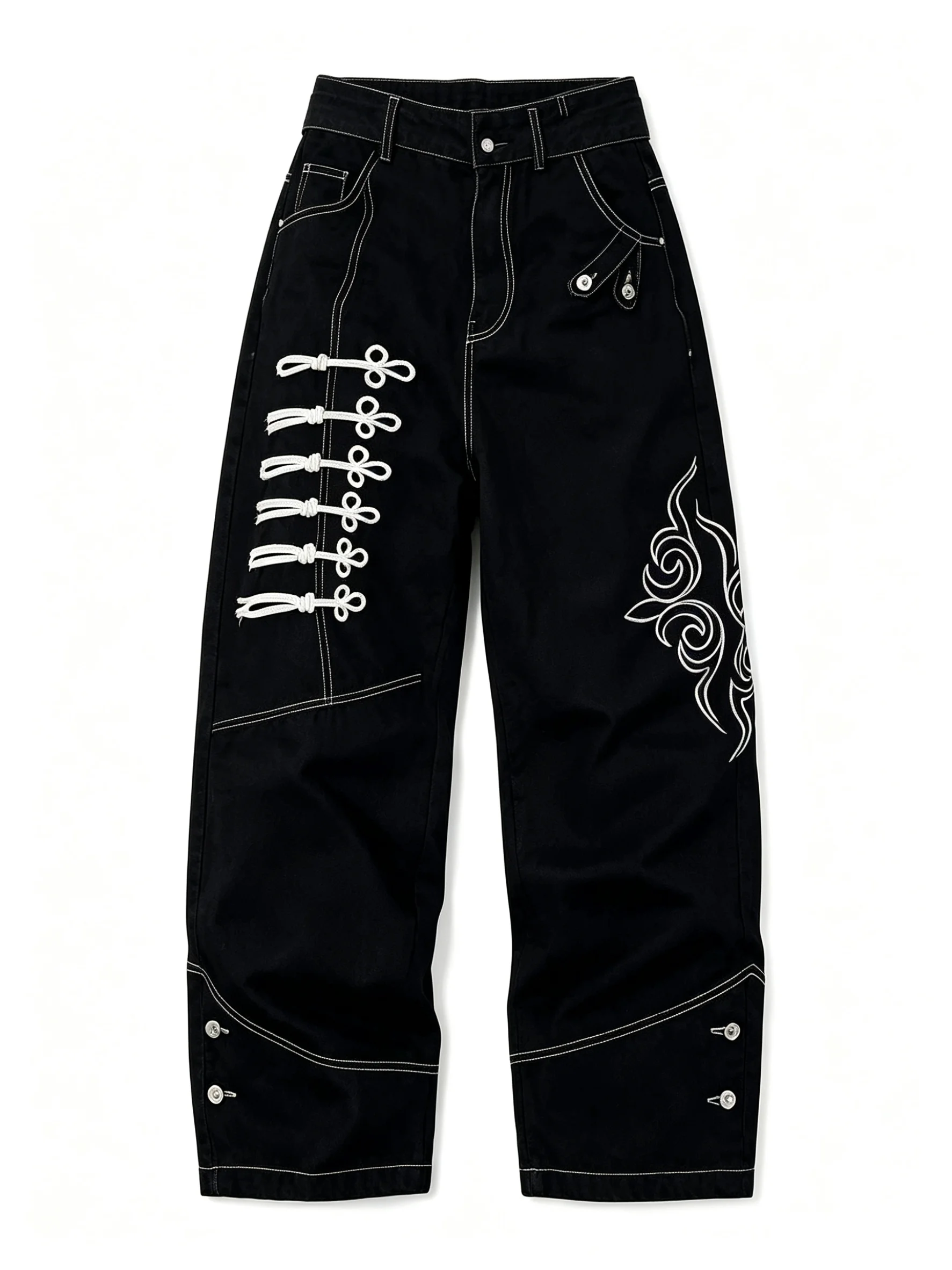 American-style irregularly stitched jeans - versatile comfortable wide-leg and flowing pants featuring fashionable trendy style