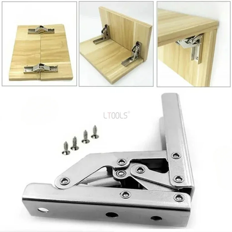 90Degree Self-Locking Folding Hinge Opening-Free Drilling-free 180 Degree Flat Spring Folding Hinge Furniture Hardware Connector