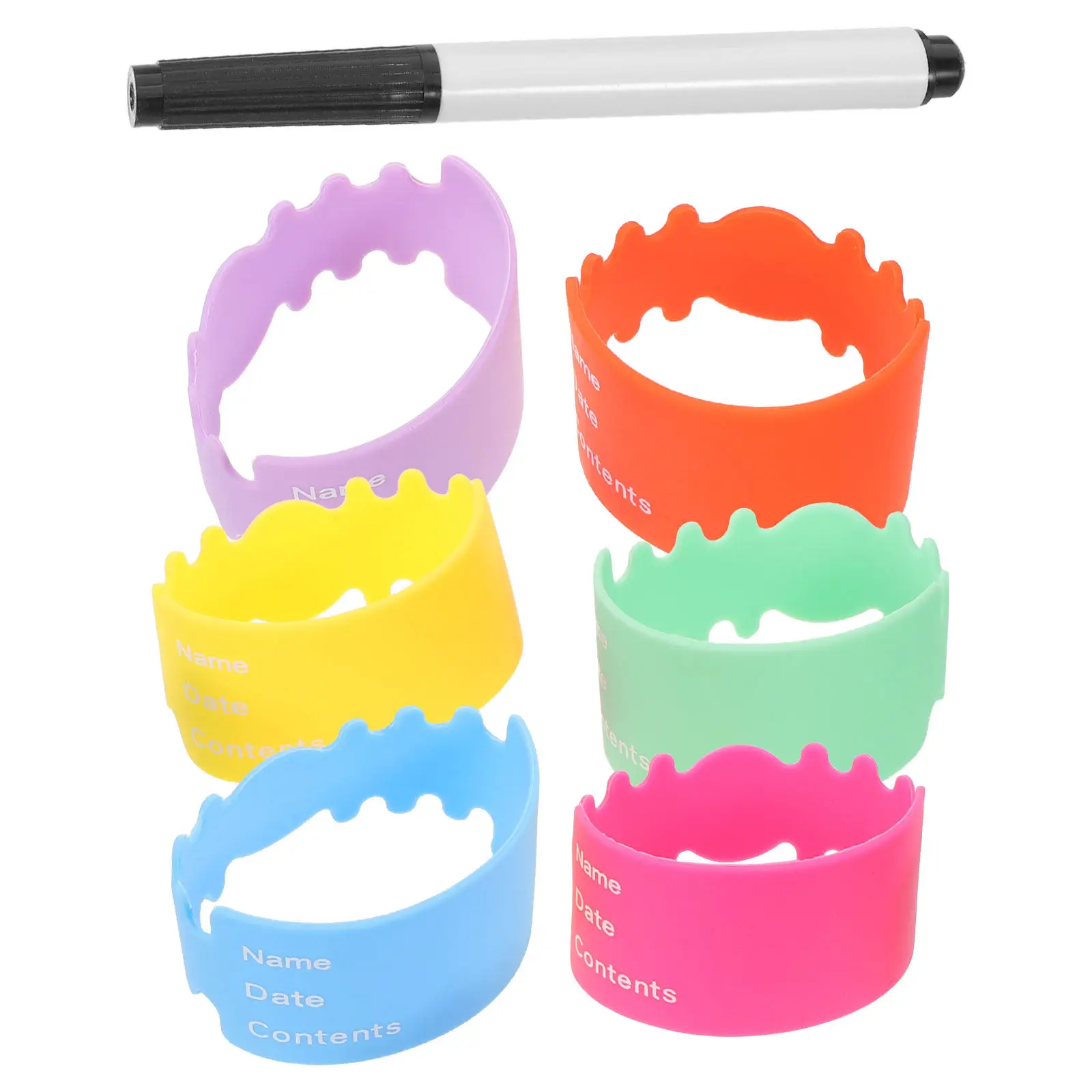 

1 комплект многоразовых силиконовых бирок для детских бутылочек с возможностью нанесения имени, этикетки для бутылочек в детском саду, чехлы для стаканов, нескользящие этикетки для кормления новорожденных