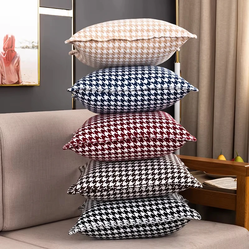 1pc Decorative Pillowcase 45x45 Geometric Design Cotton Linen Throw Pillow Cover for Sofa Home Decor Cushion Cover Simple Design