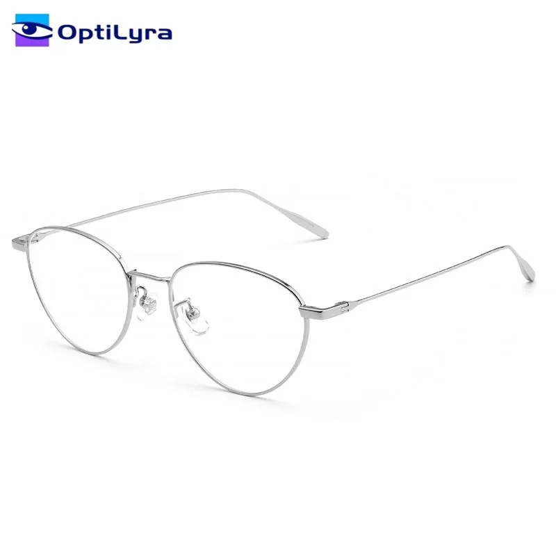

OptiLyra Brand Ultra-Light Pure Titanium Cat-Eye Glasses For Women With Fashionable Butterfly Frames Blue Light Blocking Glasses