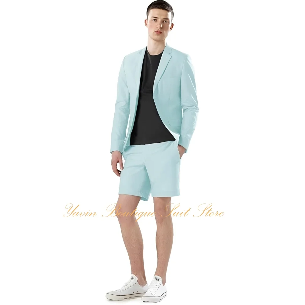 

Men's 2 Piece Linen Suits Set Linen Blazer Short Pants Slim Fit Casual Jacket Summer Beach Wedding Men Suits
