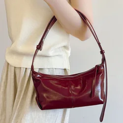 Simple Red One Shoulder Bags For Women 2024 New Trendy Commuting Casual Crossbody Bag Korean Niche Versatile Female Purses