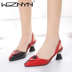 Women Fashion Black Bow Tie High Quality Slip on Party Ladies Casual Beige Elegant Middle Heel Shoes for Office Comfort Slippers