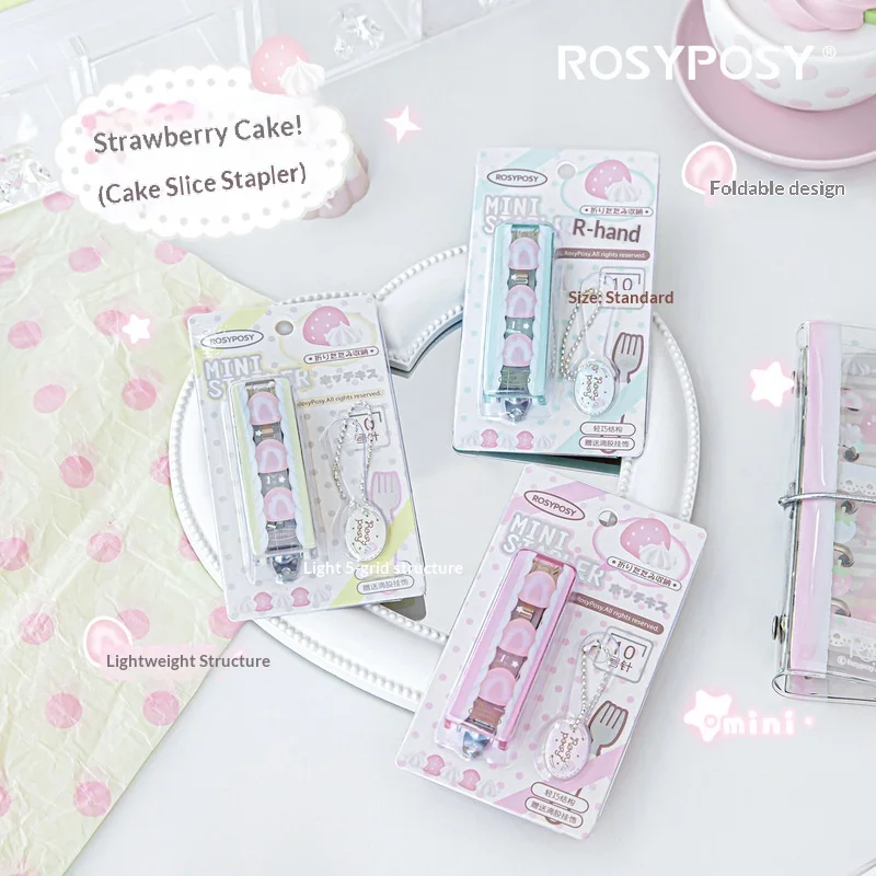 Rosyposy Mini Stapler Cute Cake Shaped Portable Stapler 10 Sheet Capacity For Office School Stationery Supplies