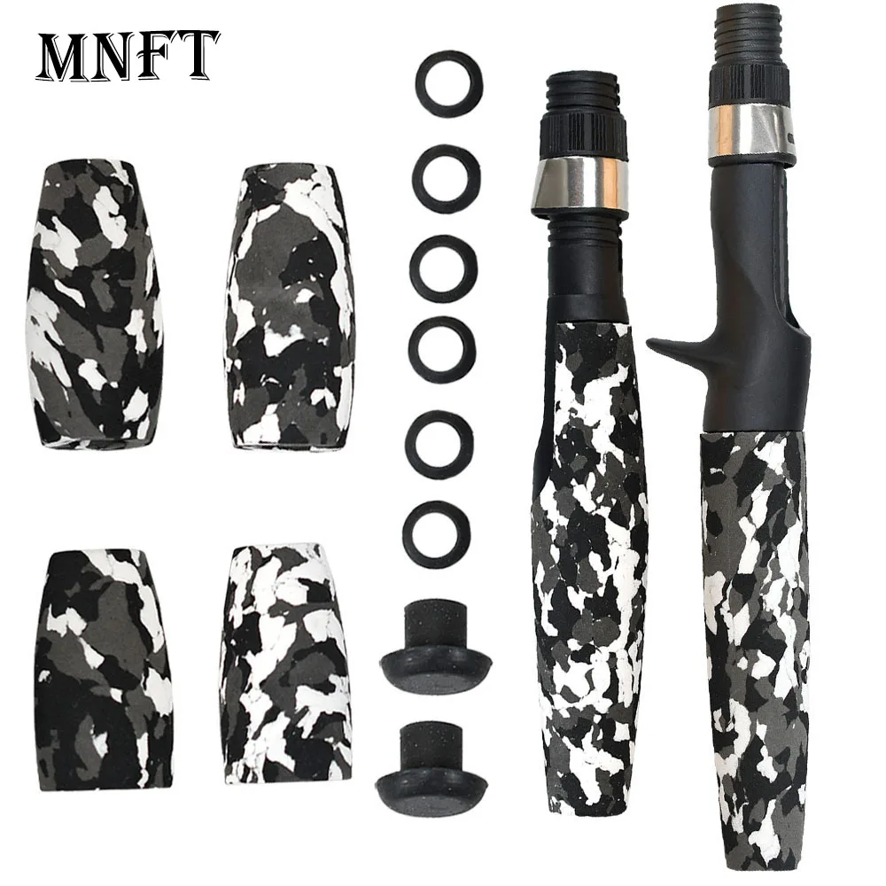 Camuflagem eva split grip vara de pesca lidar com kit com assento carretel para isca elenco & fiação haste construção conjunto aperto traseiro