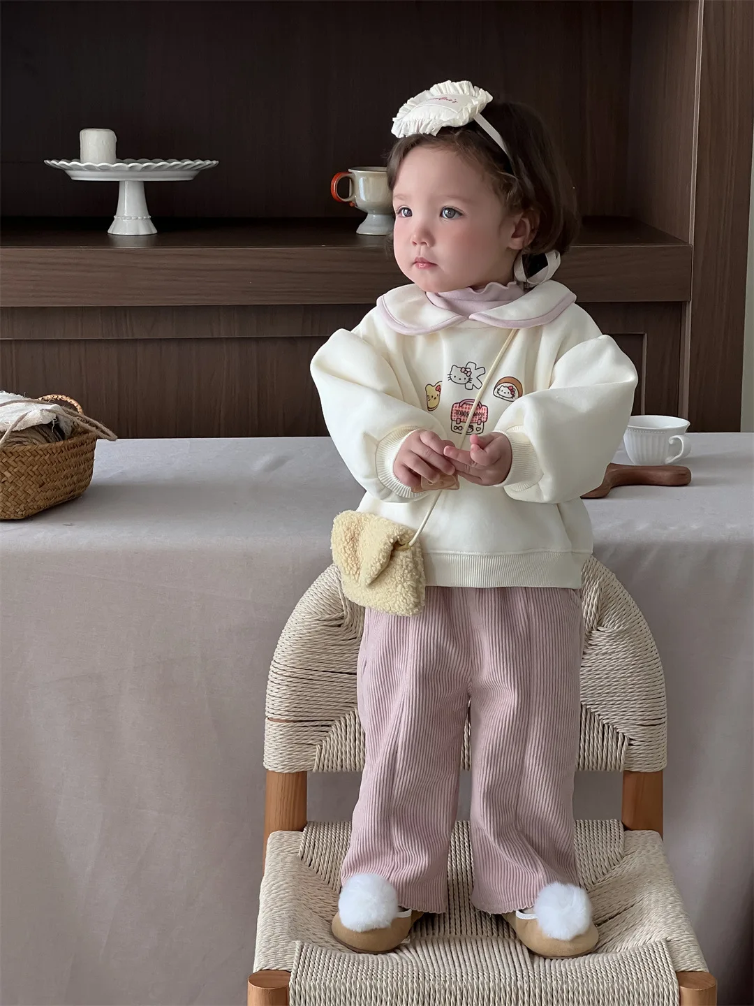 2024 Winter New Baby Girl Long Sleeve Fleece Sweatshirt Girls Cartoon Print Pullover Infant Toddler Plus Velvet Thick Clothes image 3