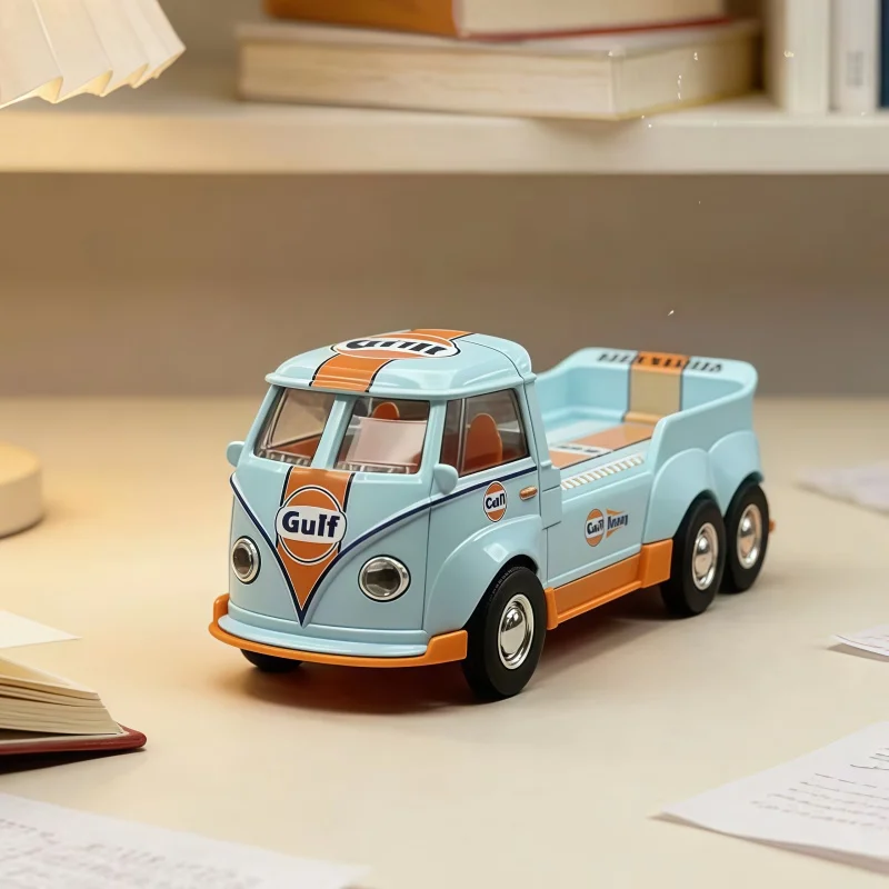 Camión de plataforma de metal fundido a presión con coche deportivo, set de modelos de vehículos de carreras de aleación, adorno de exhibición de coches de metal para escritorio.