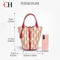 CH, bolso cruzado de viaje para ir al trabajo de gran capacidad, bolso de hombro de marca de lujo para mujer, bolso de mano con textura Jacquard de PVC a la moda para mujer