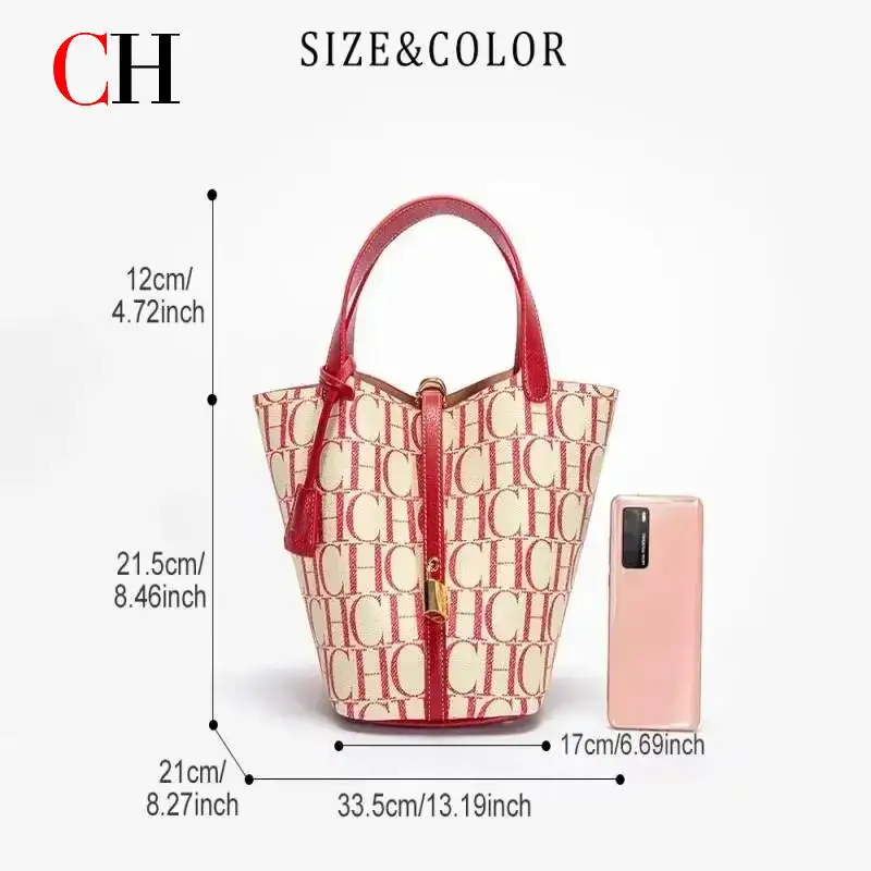 CH Large Capacity Commuter Travel Crossbody Bag Luxury Brand Women's Shoulder Bag PVC Jacquard Texture Fashion Women's Tote Bag