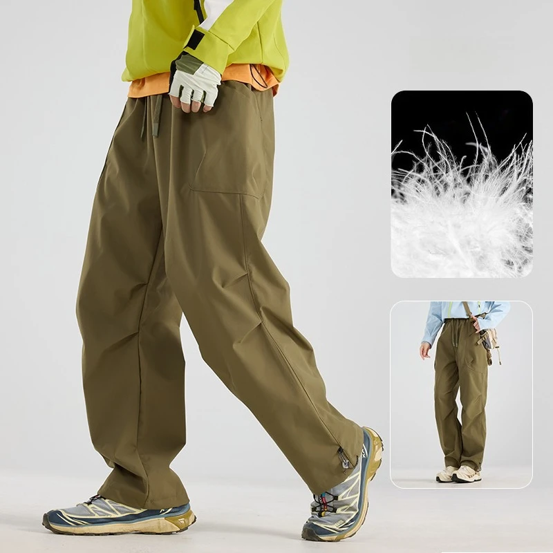 3-in-1 Down-filled Inner Liner Outdoor Ski & Hiking Trousers - Waterproof Windproof Workwear-style Casual Pants for Couple