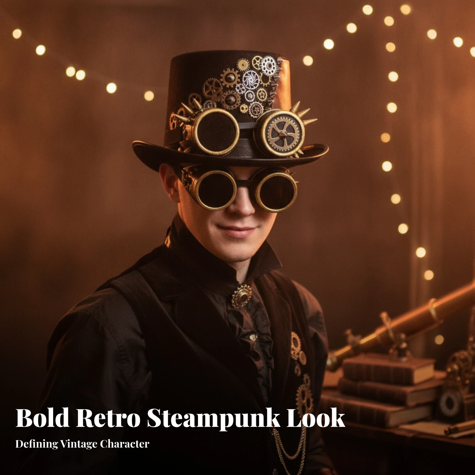 Men'S Victorian Accessories - Kapelusz Steampunk z Goglami, Regulowany Pasek,