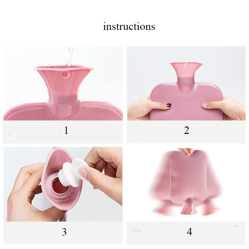 2.0L 1.0L 500ML Hot Water Bottle Hot Water Bag with Cover for Bed Warming Hand Feet Warmer Menstrual Cramps Hot Compress