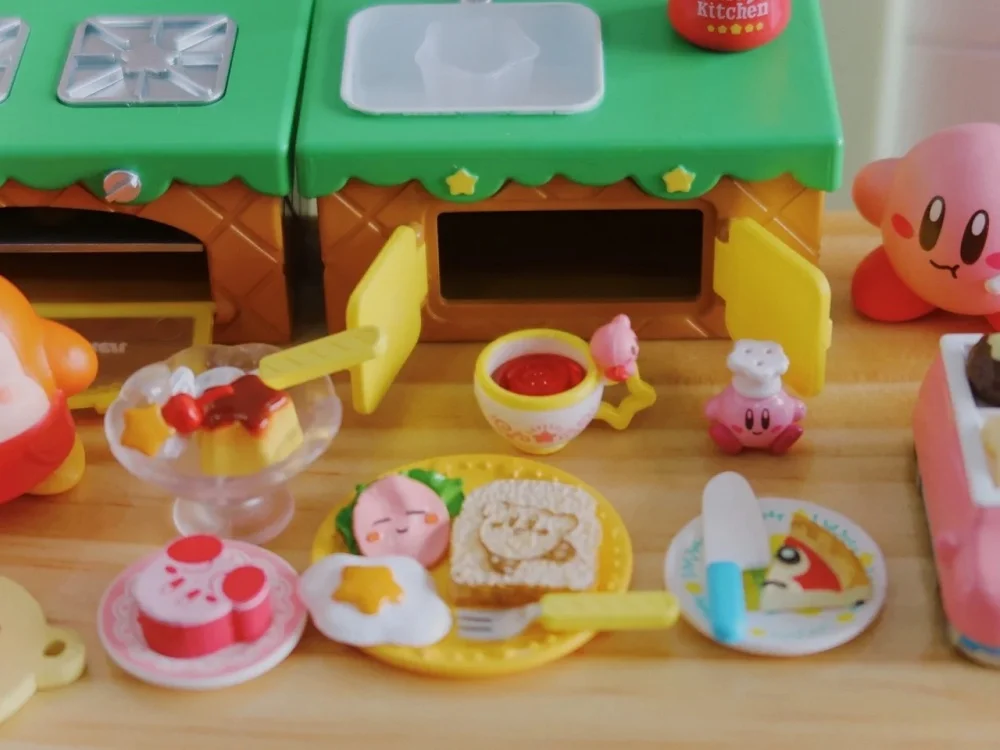 RE-MENT Kirby Kitchen Miniature Food Set - Blind Box Collectible Desktop Scene Dollhouse Play Food Microscale Toy Figures