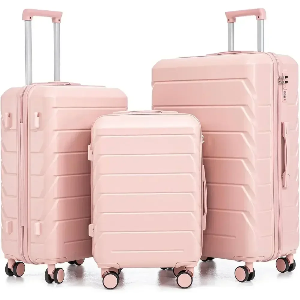 3-Piece Hardshell Luggage Set, Durable ABS Lightweight Suitcase with Secure Combination Lock