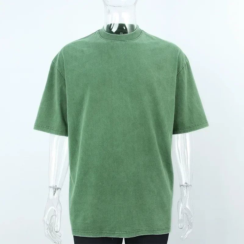 

Новинка 2025 года, мужские пуловеры, футболки с круглым вырезом и короткими рукавами, однотонная футболка, повседневные рубашки свободного покроя, летние повседневные потертые футболки High Street