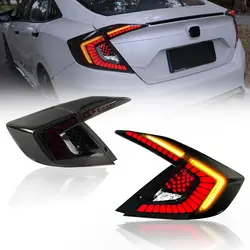 LED Tail Lights for Honda Civic 10th Gen Sedan 2016 2017 2018 2019 2020 2021 with Starting Animated (Not Fit Hatchback Type R)