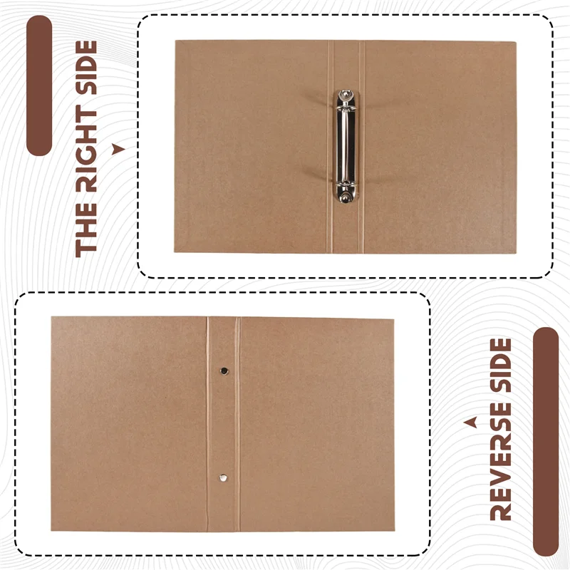 2 قطعة A5 كرافت ورقة الموثق صينية A5 مجلدات ورق الكرافت مع 2 حلقات لإضافة أوراق فضفاضة