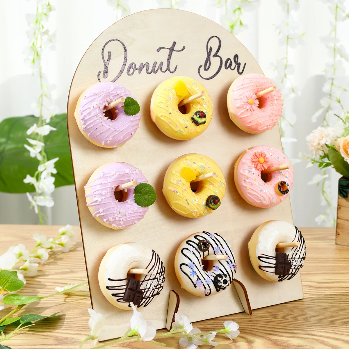 Wooden Doughnut Stand Board Donut Wall Display Stand Donut Bar Sweet Birthday Party Decor Baby Shower Wedding Party Supplies