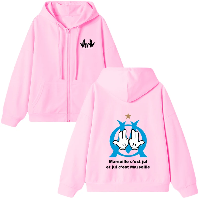 French Rapper Jul Tour 2025 Double Sided Printed Zipper Hoodie Men Women Harajuku Hip Hop Sweatshirt Jacket Casual Pullovers