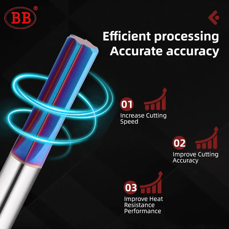 BB rozwiertak z węglika CNC otwór maszyny narzędzie do gratowania niebieska powłoka HRC60 listwa wiertło ze stali nierdzewnej twarda stal 6mm 8mm 1