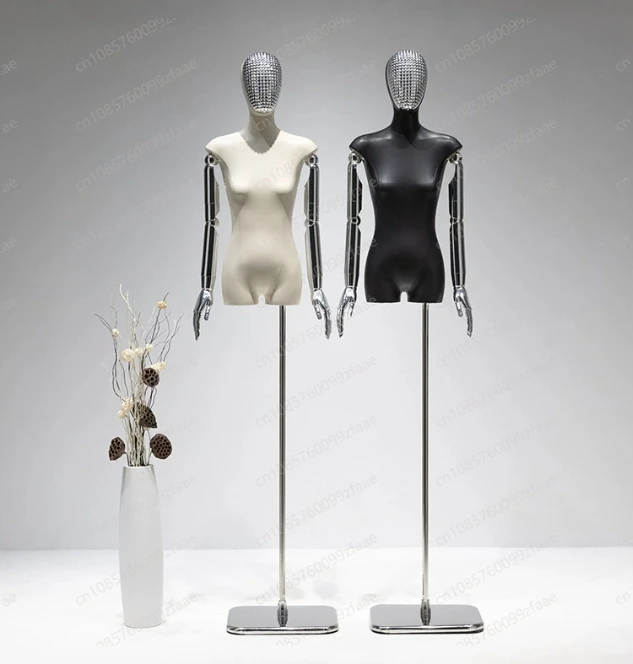 

Манекены из искусственной кожи с черным бюстом, магазин одежды, женский манекен с гальванической головкой и ручной железной рамой для витрины