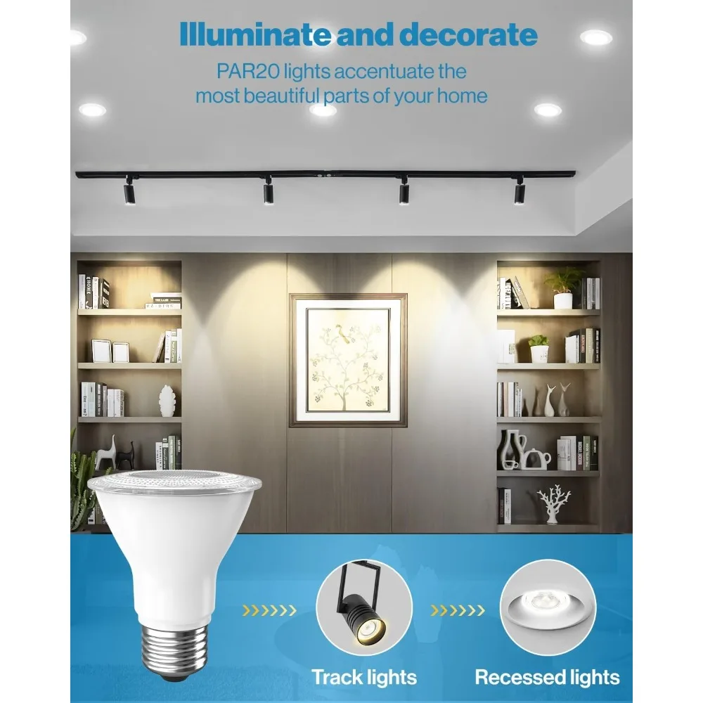 Bombillas LED de inundación, paquete 30, 500 lúmenes, 7W, 4000K blanco frío, regulable, base mediana E26, adecuada para exteriores