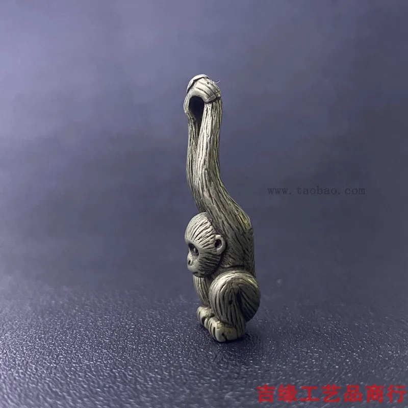 White Copper Gibbon Pendant Zodiac Monkey Monkey Pendant Hand Pieces Antique Keychain Pendant Mini Copper Monkey image 2