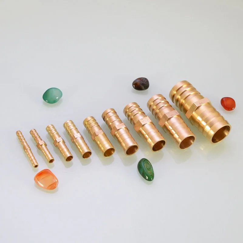1/2/5Pcs Brass Straight Hose Pipe Fitting Equal Barb 5/6/8/10/12/14/16/19/25mm Gas Copper Barbed Coupler Connector Adapter