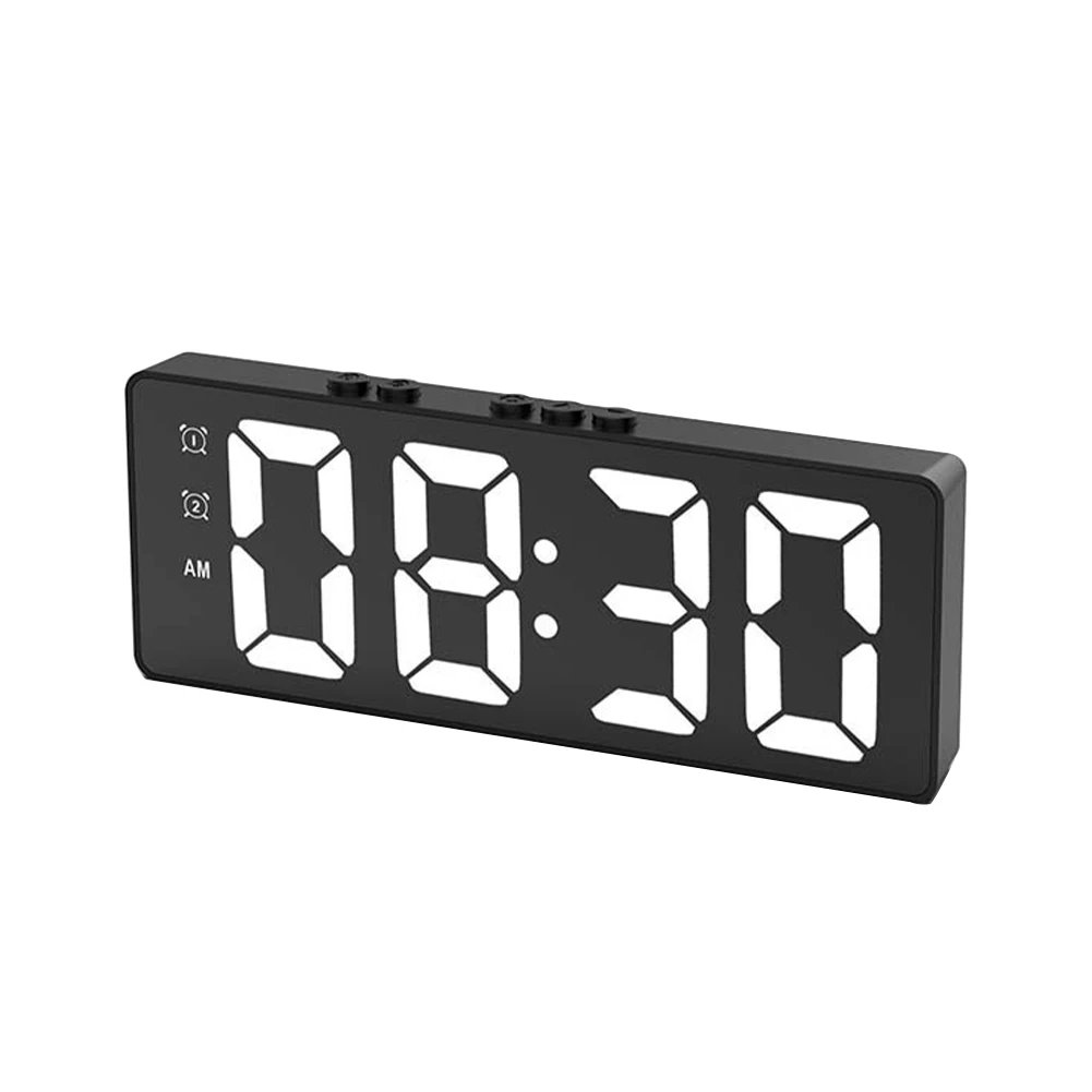 USB Port Alarm Clock Gift Kids Bedroom Mute Nordic Table Office Students LED Mirror Home Decor Voice Control Digital Electronic