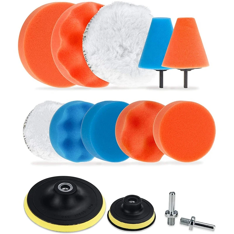 

Car Polishing Pad, 14Pcs 3 Inch / 5 Inch Car Foam Waxing Buffing Pad Kit Compatible With Car Buffers M10 Drill