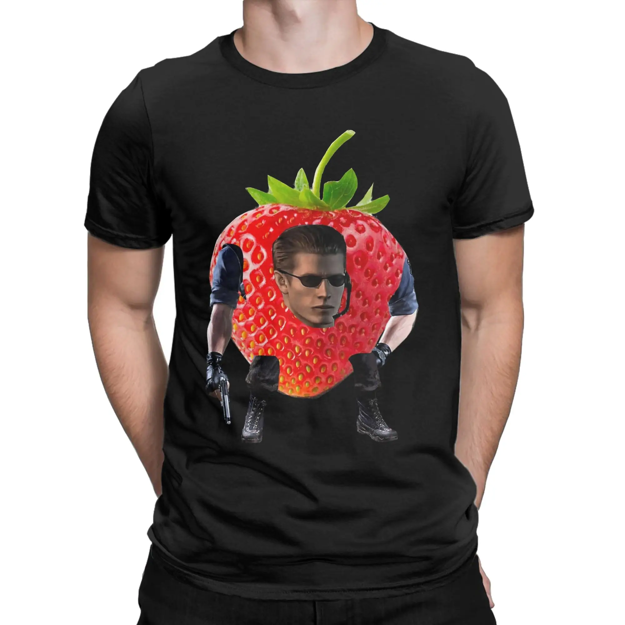 Men's T-Shirts Albert wesker strawberry Crazy Pure Cotton Tees Short Sleeve  T Shirt Round Collar Clothing Unique