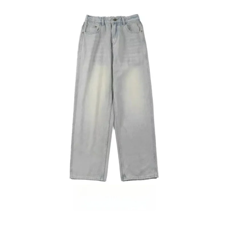 

Men's Jeans Baggy Casual American Style Big Size Make Old Winter Pants Straight Fashion High Street Wide lLeg Trousers For Men