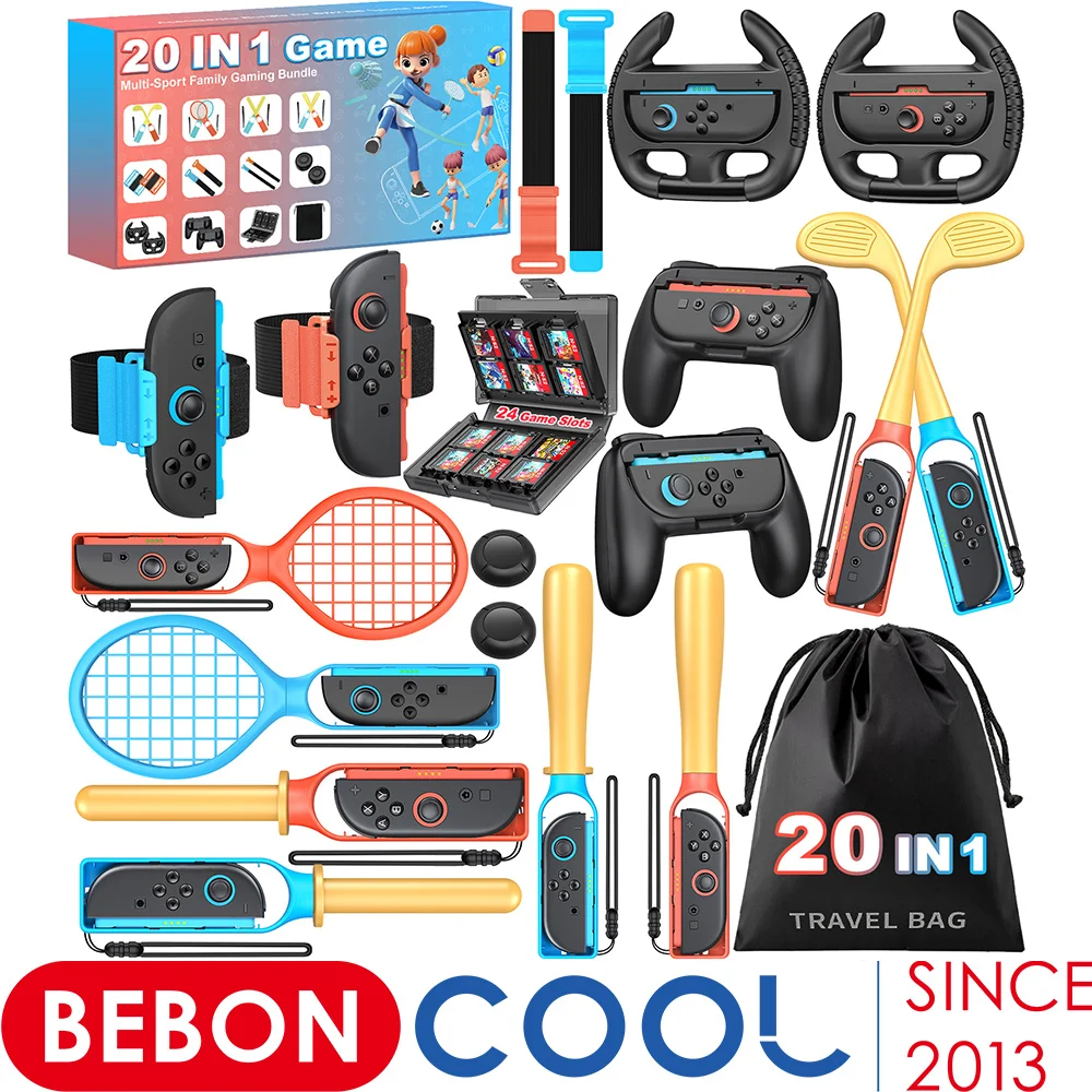 

BEBONCOOL 20 in 1 Switch 2 Sports Accessories Family Sports Accessories Bundle for Switch 2 Games