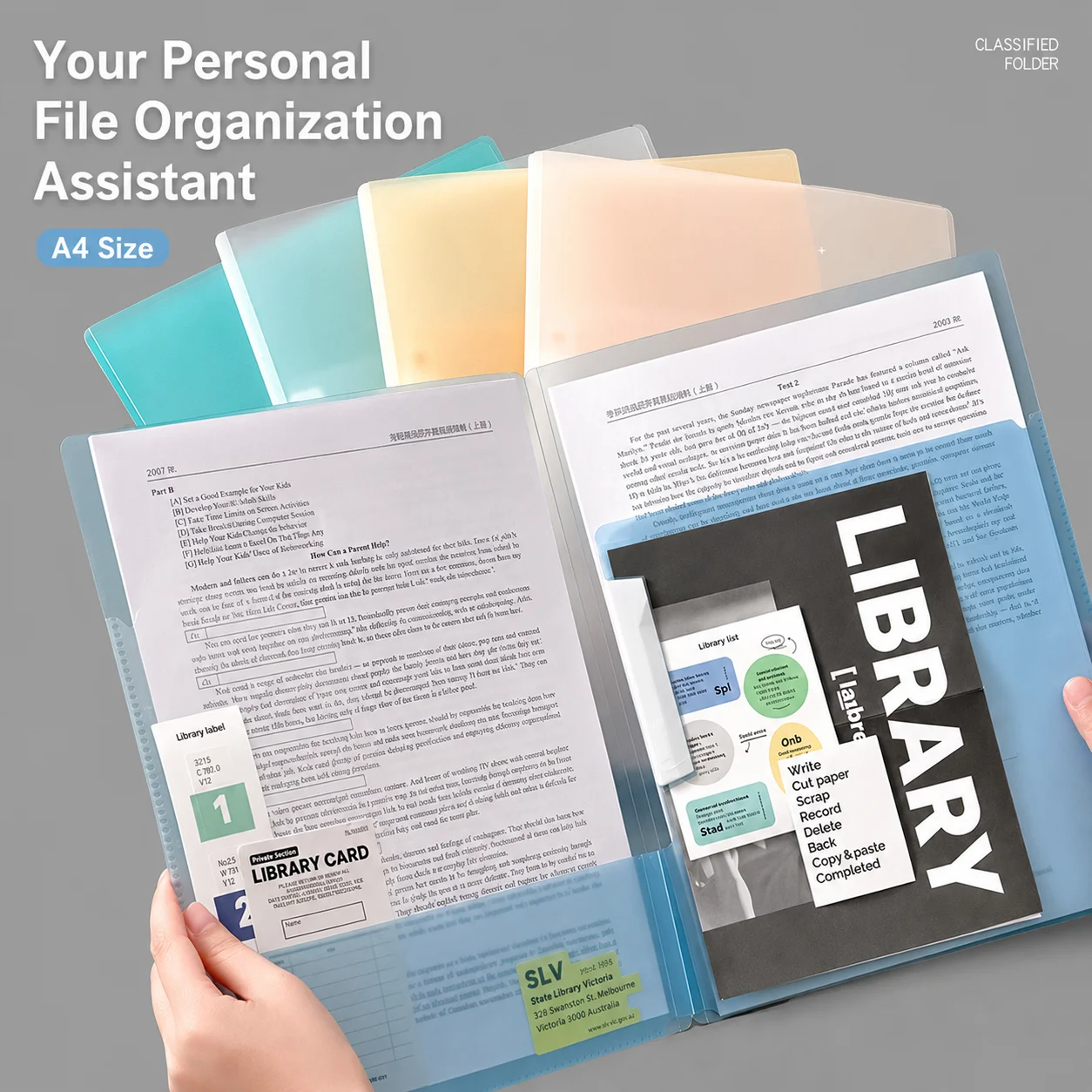 A4 Pp Single Clip File Folder, Gradient Color Document Paper Organizer For Office School File Classification Storage