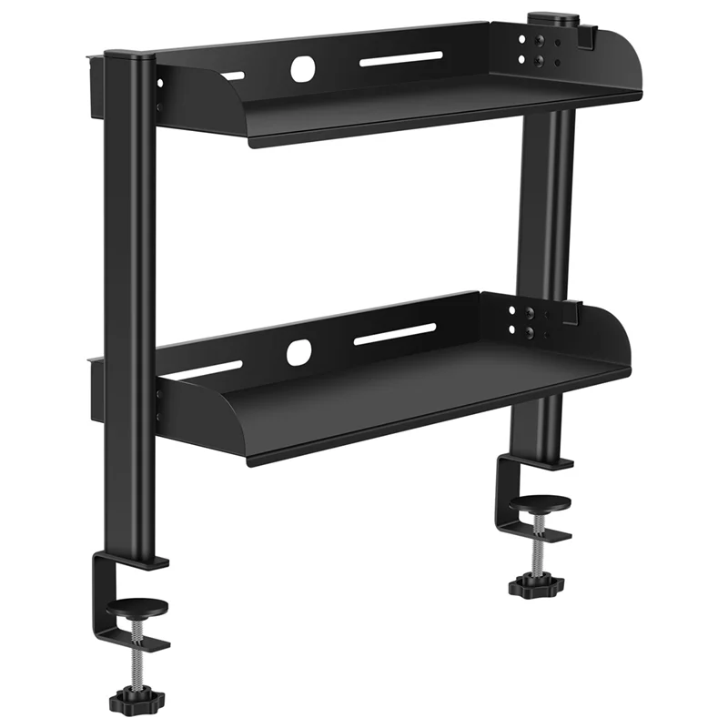 Computer Desktop Clamp No Drill Desk Organizer Rack Space Saving Adjustable Metal