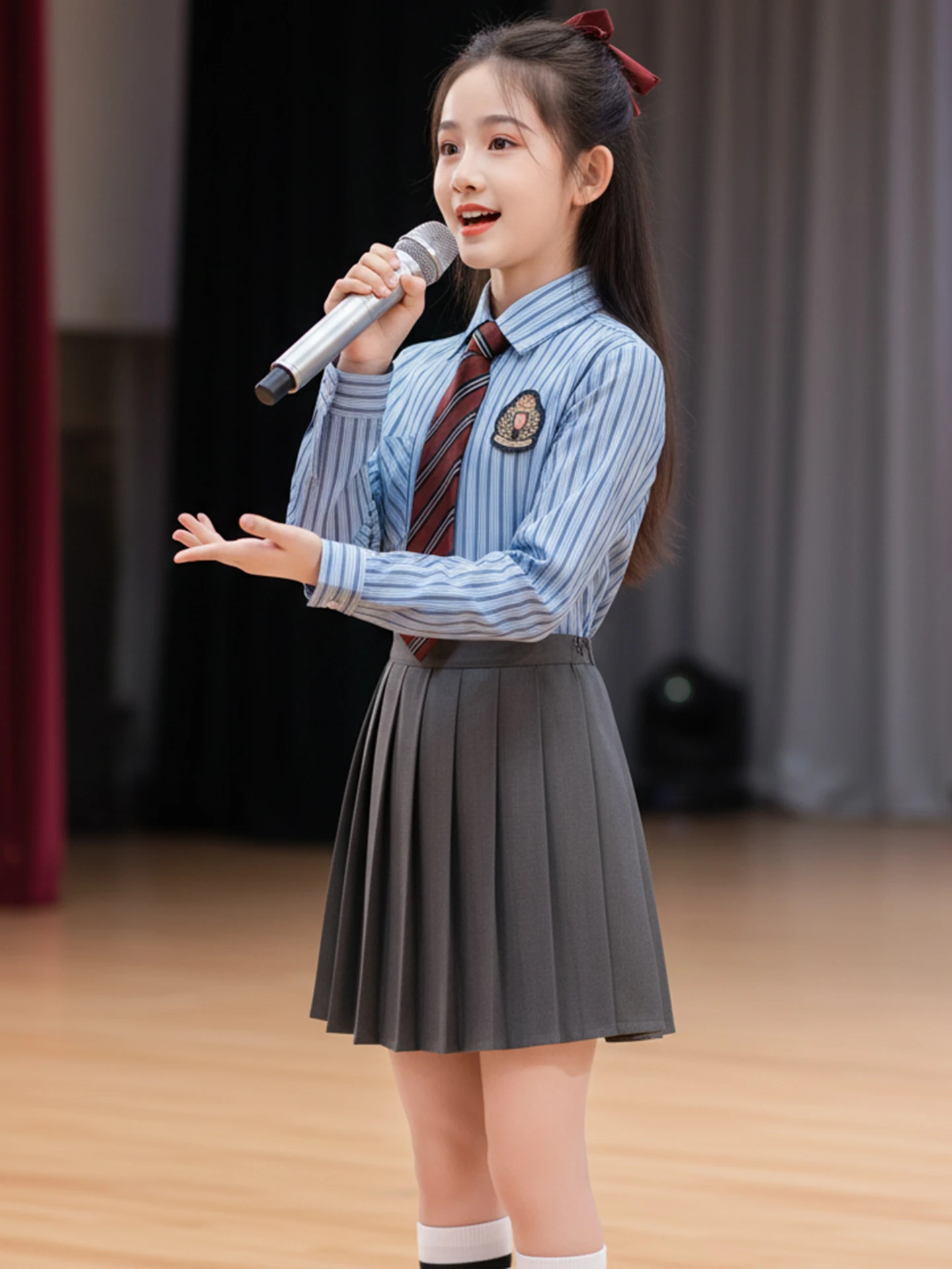 

Патриотический детский сценический костюм для выступлений, национальный наряд для девочек, учениц начальной школы, для конкурсов ораторского искусства