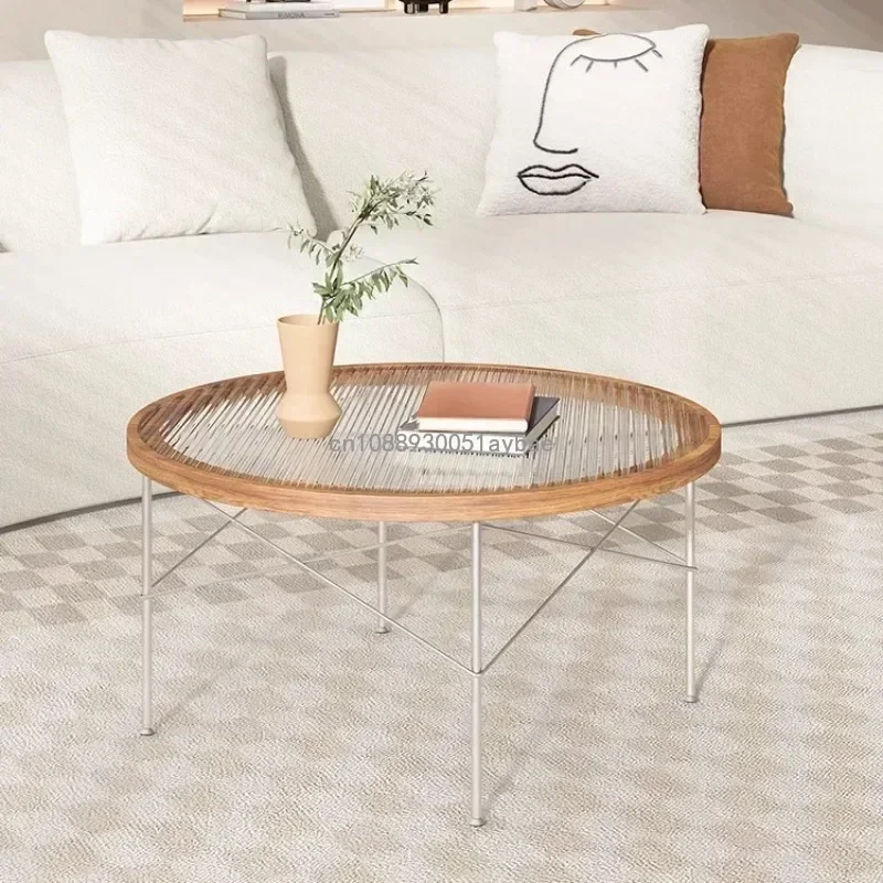 Minimalist Style Simple Changhong Tempered Glass Coffee Table Living Room Leisure Creative Personality Round Coffee Table