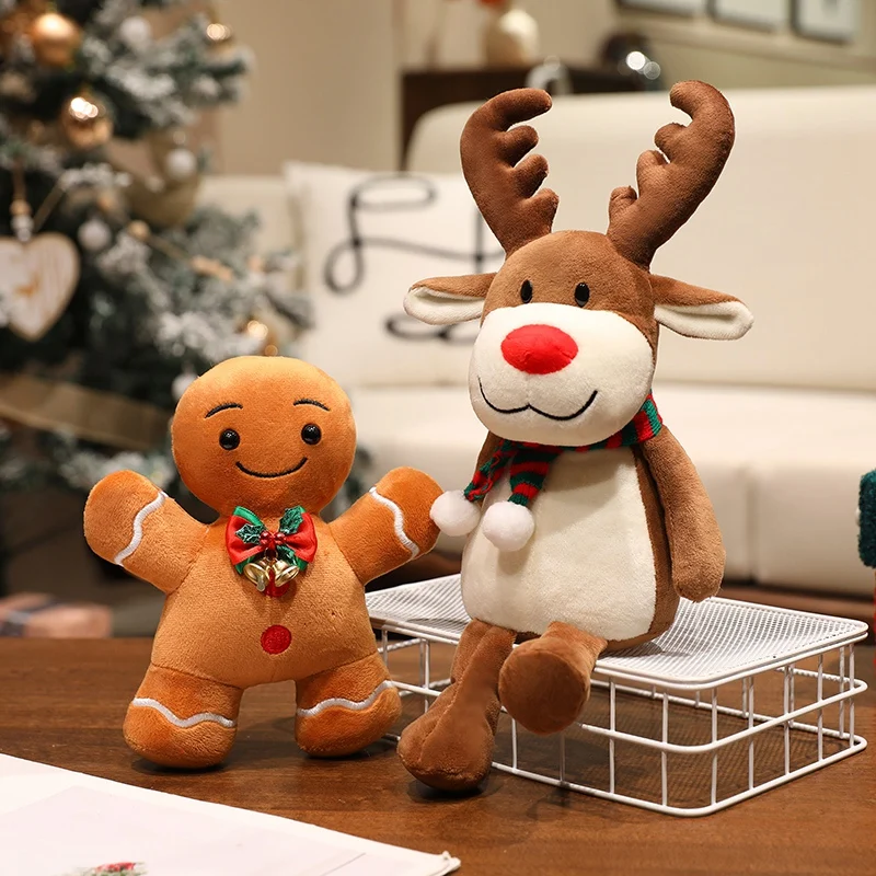 1pc Christmas Series Funny Plush Toys Santa Claus Snowman Gingerbread Man Elk Xmas Tree Christmas Decor Dolls