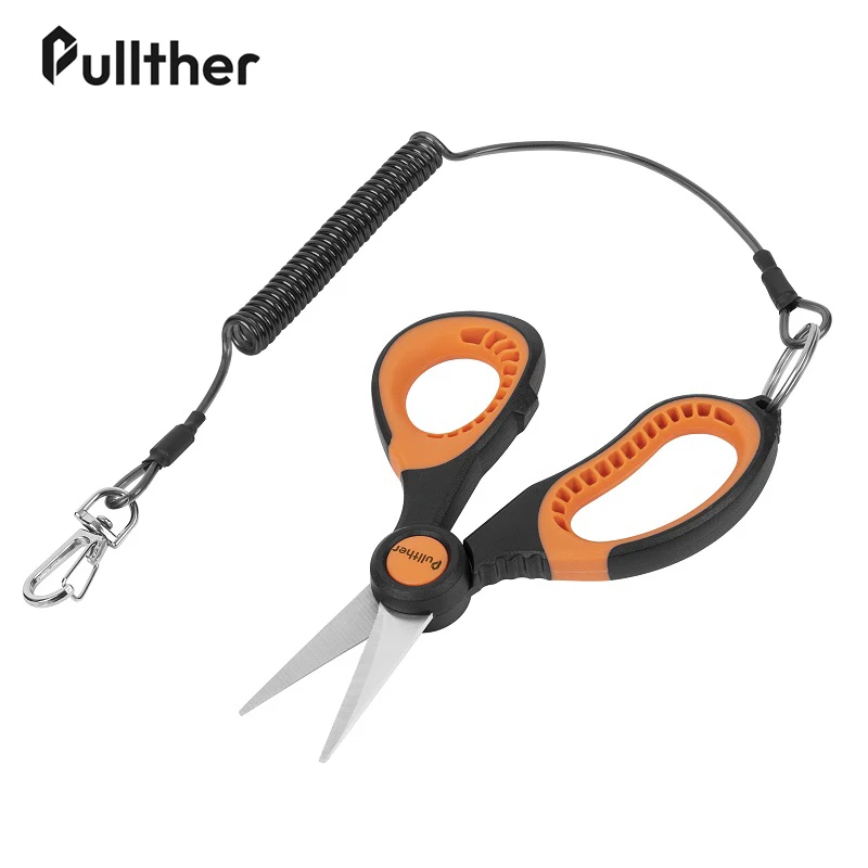 Pullther Fishing Use Stainless steel Scissors Retention metal rope Connection PE fishing line special Scissors Fishing tools