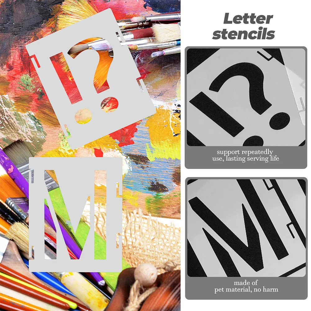 42Pcs Flexible Washable Painting Stencils Alphabet Letter Number Templates Sturdy Plastic Reusable for Walls Wood Fabric Paper