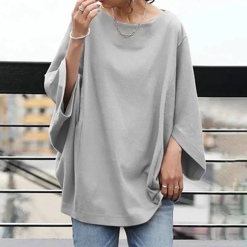 

2026 Spring Casual Loose Top Women's Sleeve Knitted Collar Top Oversized Top